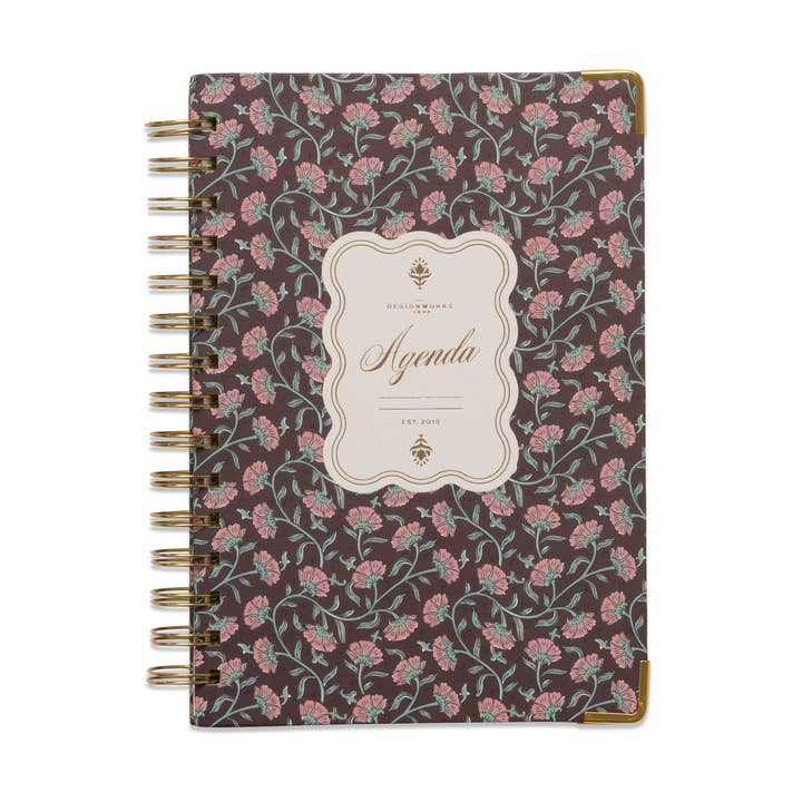Undated 13 Mo Perpetual Planner - Burgundy Vintage Floral for wholesale by DesignWorks Ink