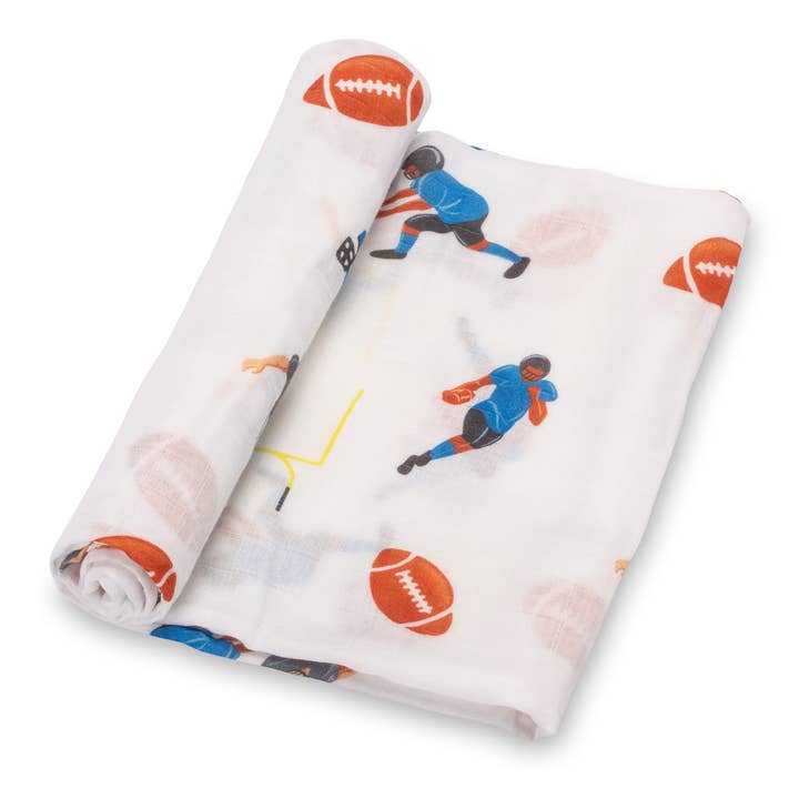 LollyBanks - Wholesale Swaddle - Baby - Touchdown Football Baby Swaddle Blanket