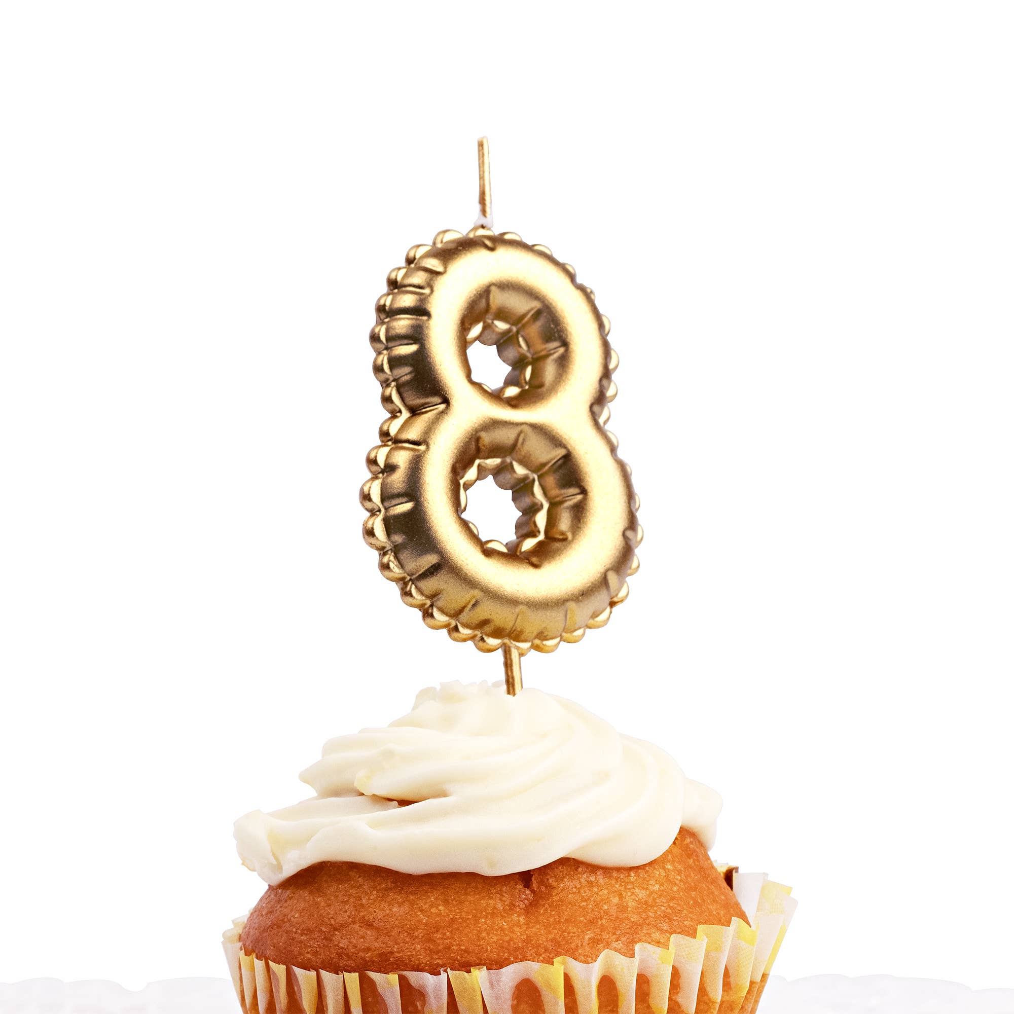 Designhouse95 - Vendita all'ingrosso Topper per torte/cupcake - Candela numerata 1a, 8, palloncino in alluminio, oro