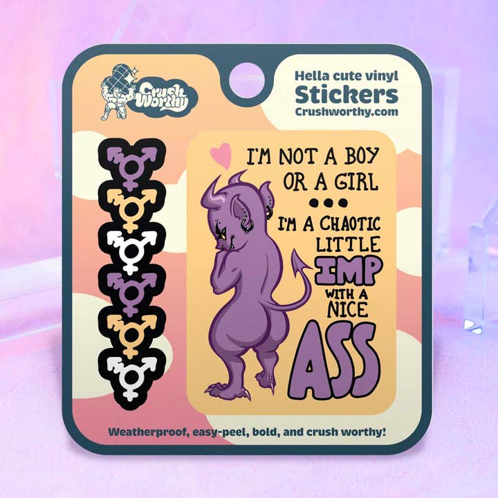 Chaotic Non-binary Imp Sticker for wholesale by Crushworthy