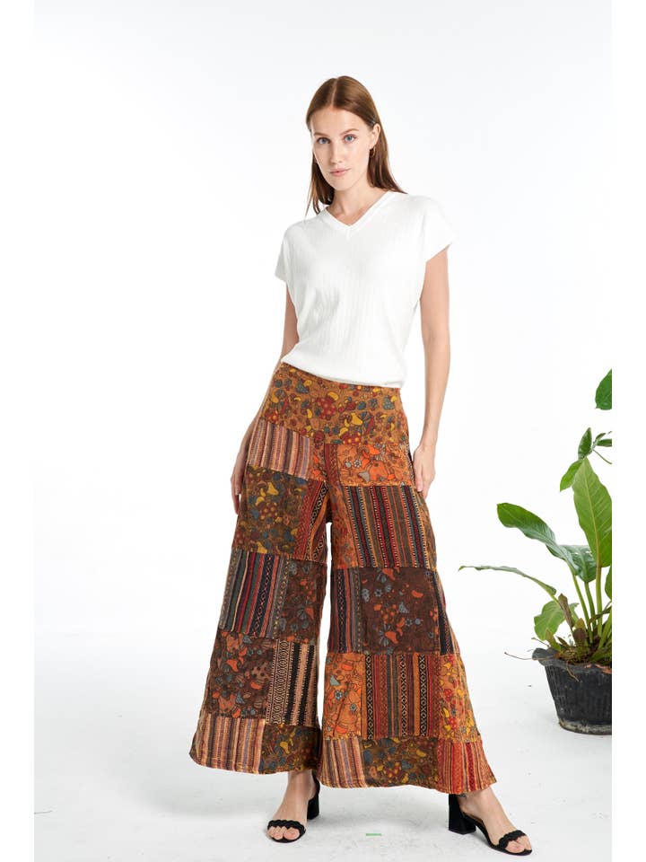 Kathmandu Imports - Venta al por mayor Pantalones - Mujer - Ropa de mujer - pantalones de algodón con retazos de hongos (KT-1455)