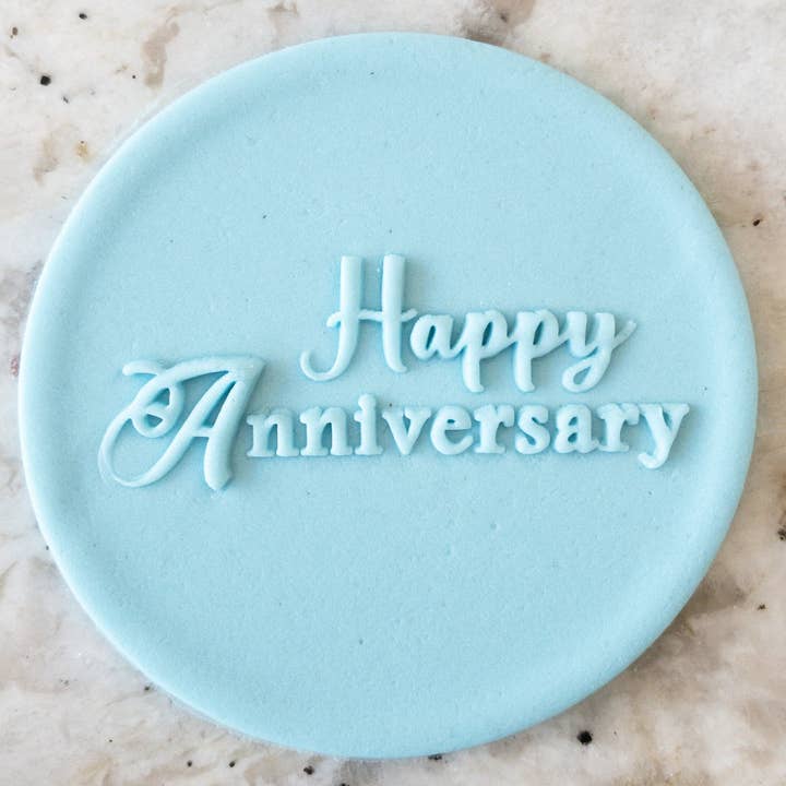 Happy Anniversary Embosser Cookie Biscuit Stamp for wholesale by Cut Bake Stamp