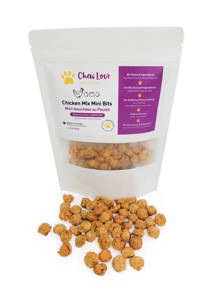 Chew Love Chicken & Apple Mini Bits for wholesale by Chew Love Dog Treats