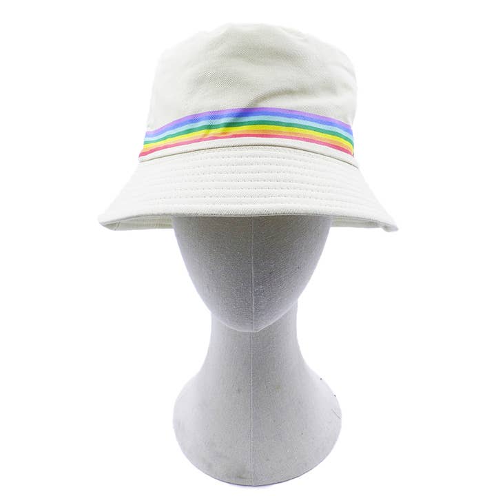 Hana - Wholesale Bucket Hat - Women's - Rainbow Trim Solid Bucket Hat2
