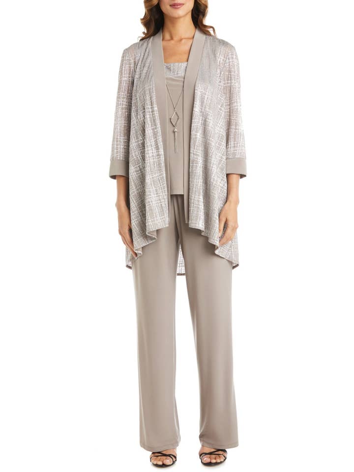 CHAMPAGNE RM Richards 3-Piece Glitzy Evening Pants Suit Set for wholesale on Faire