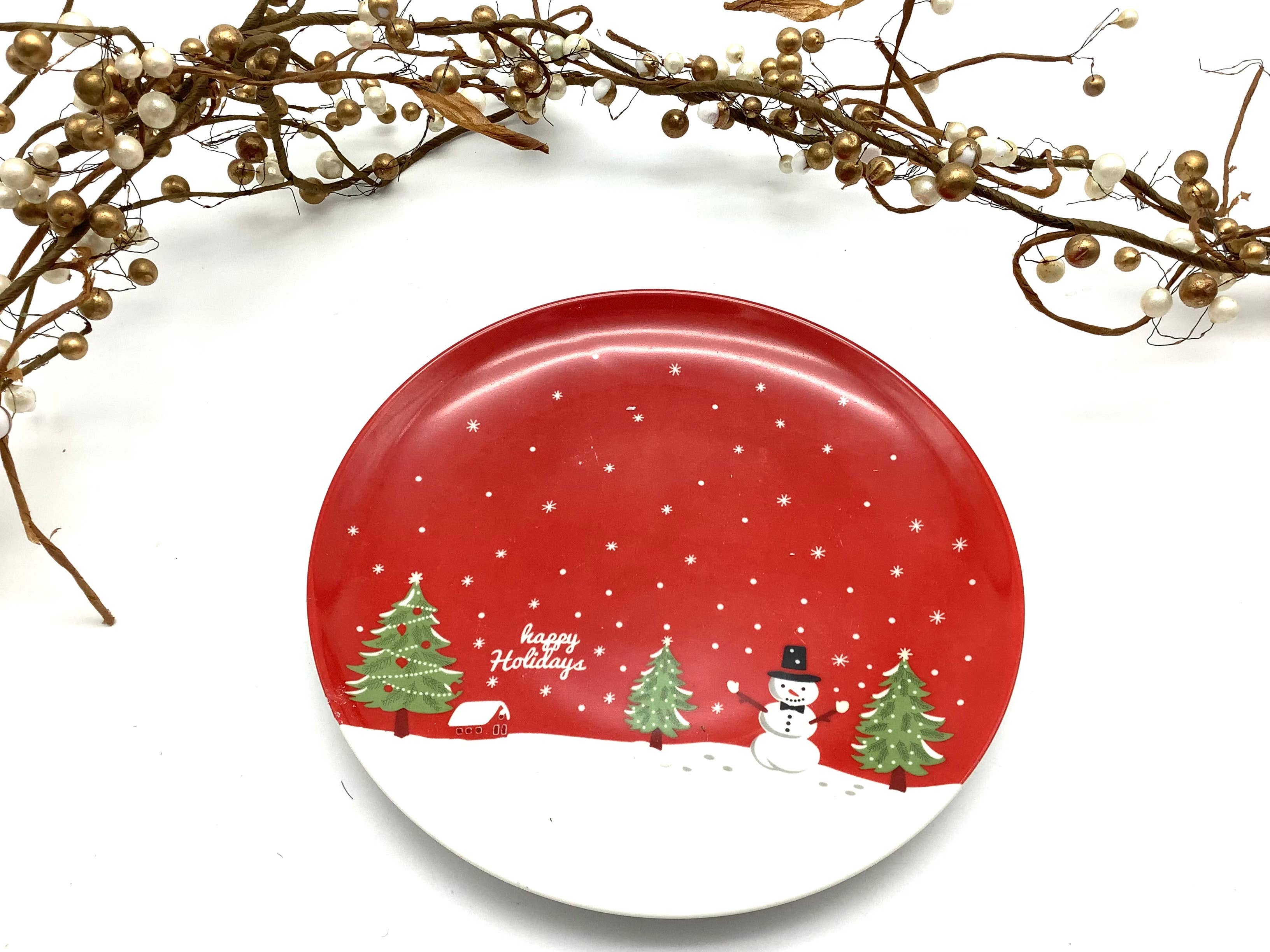 All Little Cute Things - Wholesale Salad Plate - Christmas Happy Holiday Snowman salad Cake Side Plate3