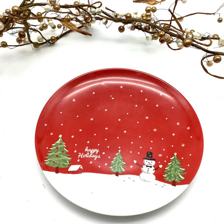 All Little Cute Things - Wholesale Salad Plate - Christmas Happy Holiday Snowman salad Cake Side Plate3