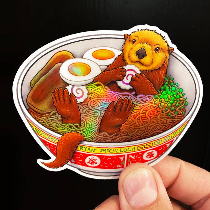 Ryan McCulloch Art - Wholesale Sticker - HOLOGRAPHIC STICKER: Ramen Sea Otter