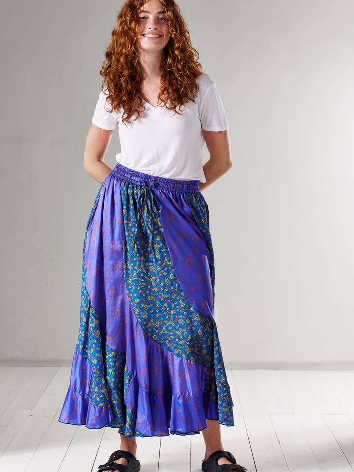 Recycled Sari Midi Skirt for wholesale by Namaste