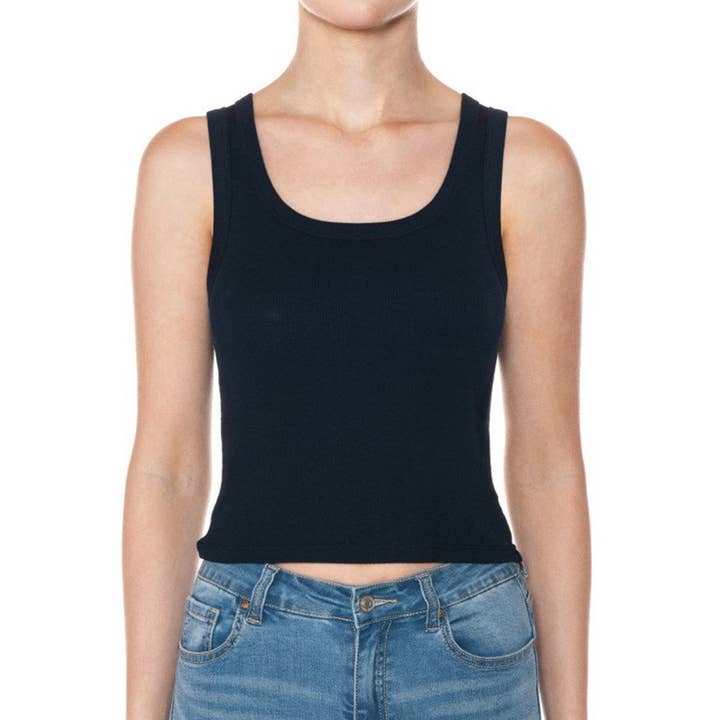 SCOOP NECK RIBBED CROPPED TANK TOP for wholesale by UP CLOTHING