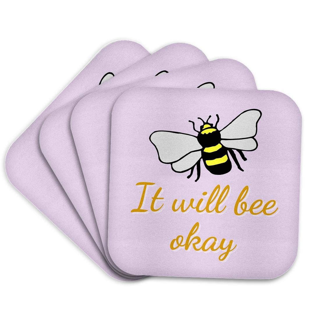 3dRose - Wholesale Coasters - 3dRose, Image of Bee with Text of It will Bee Okay, Coaster7