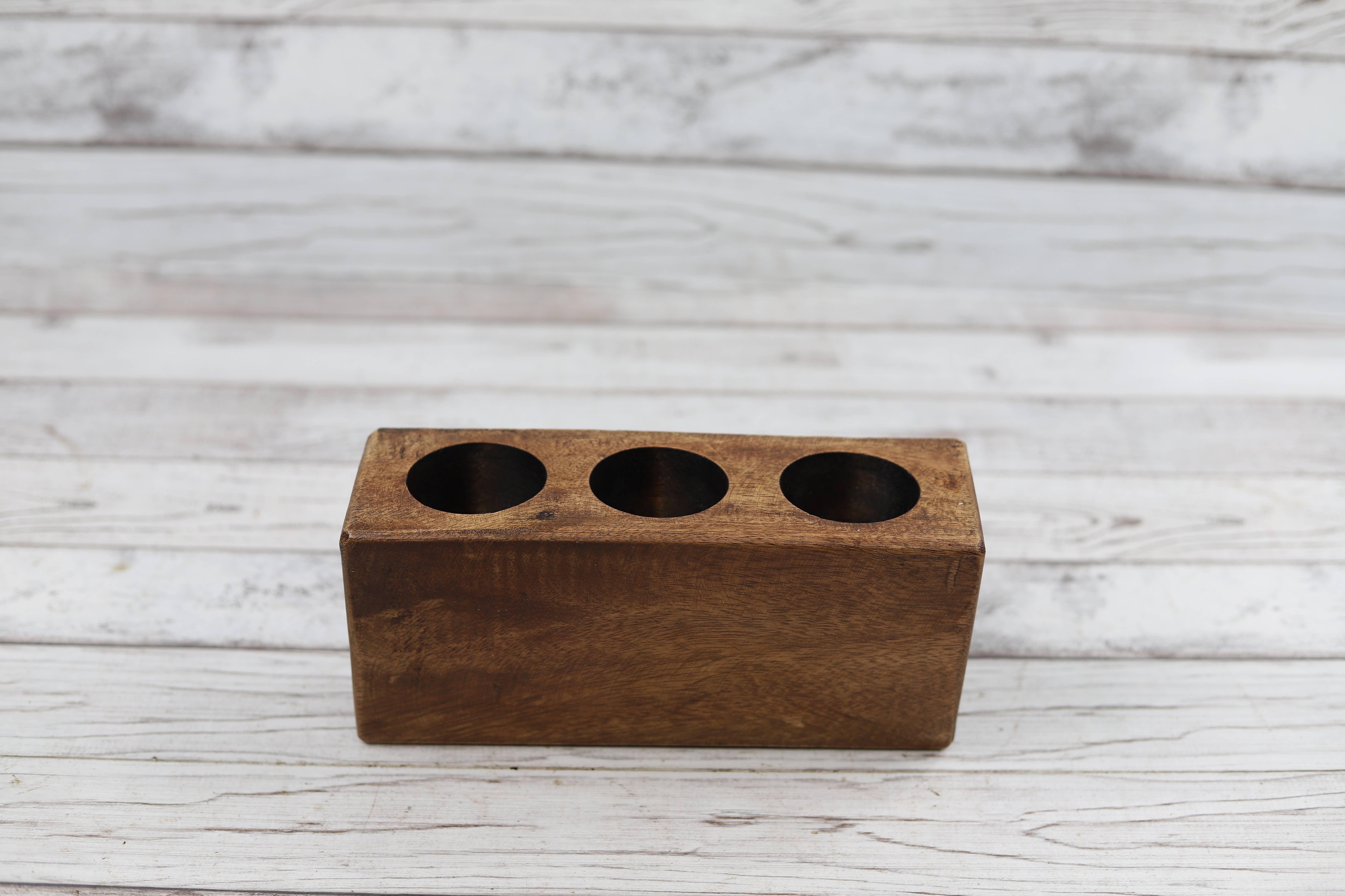 VALENTINA IMPORTS INC - Wholesale Candle Holder - 3 Hole Sugar Mold ( Wood) 0