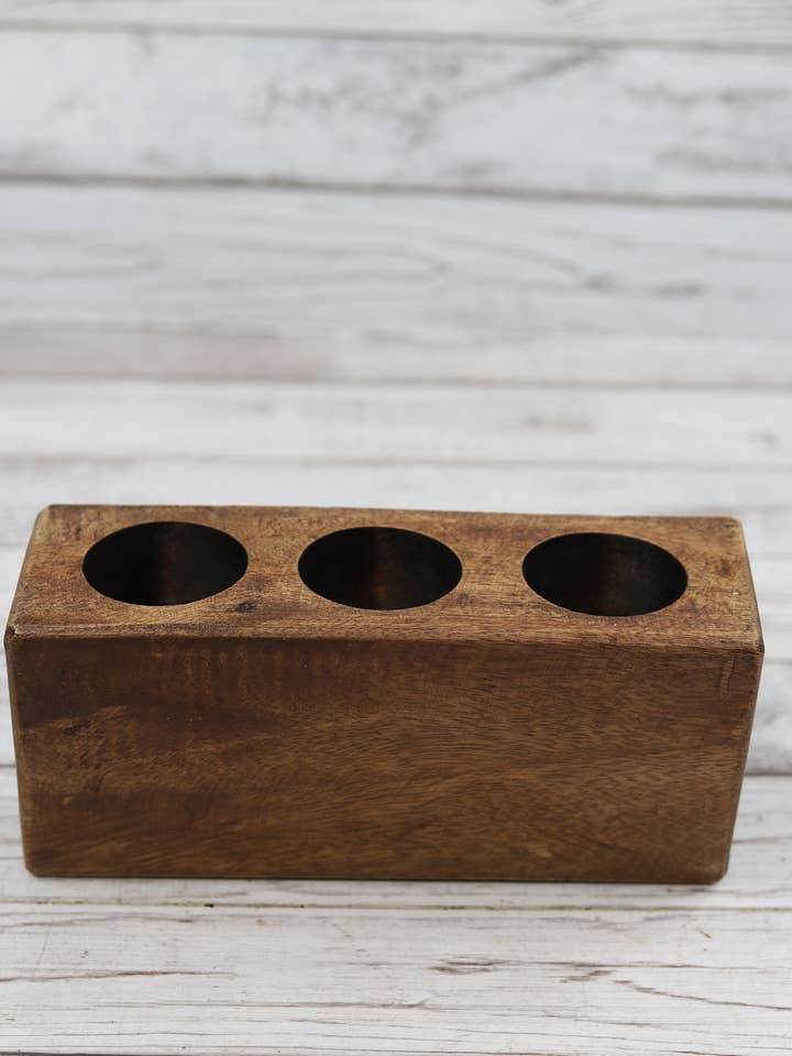 3 Hole Sugar Mold ( Wood) for wholesale by VALENTINA IMPORTS INC