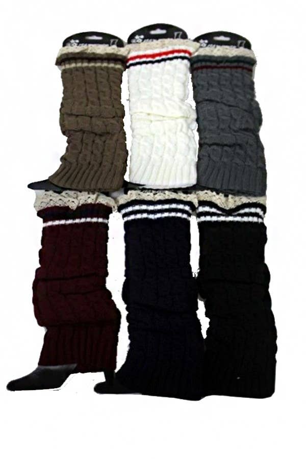 Cap Zone – Großhandel Socken – Damen – Extra dicke, weiche Beinlinge mit Spitzenbesatz0