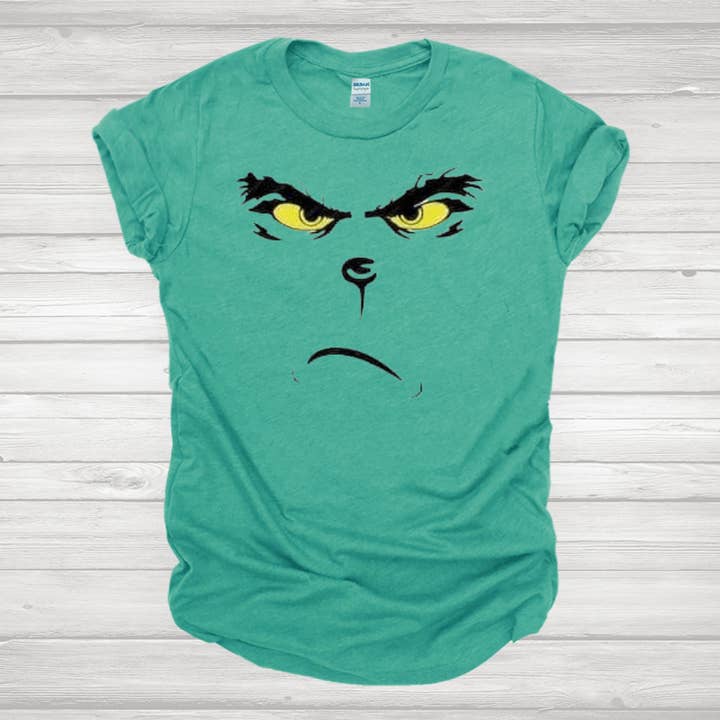 Grinch Face vakantie-T-shirt voor wholesale door Ink'd Worx by Design