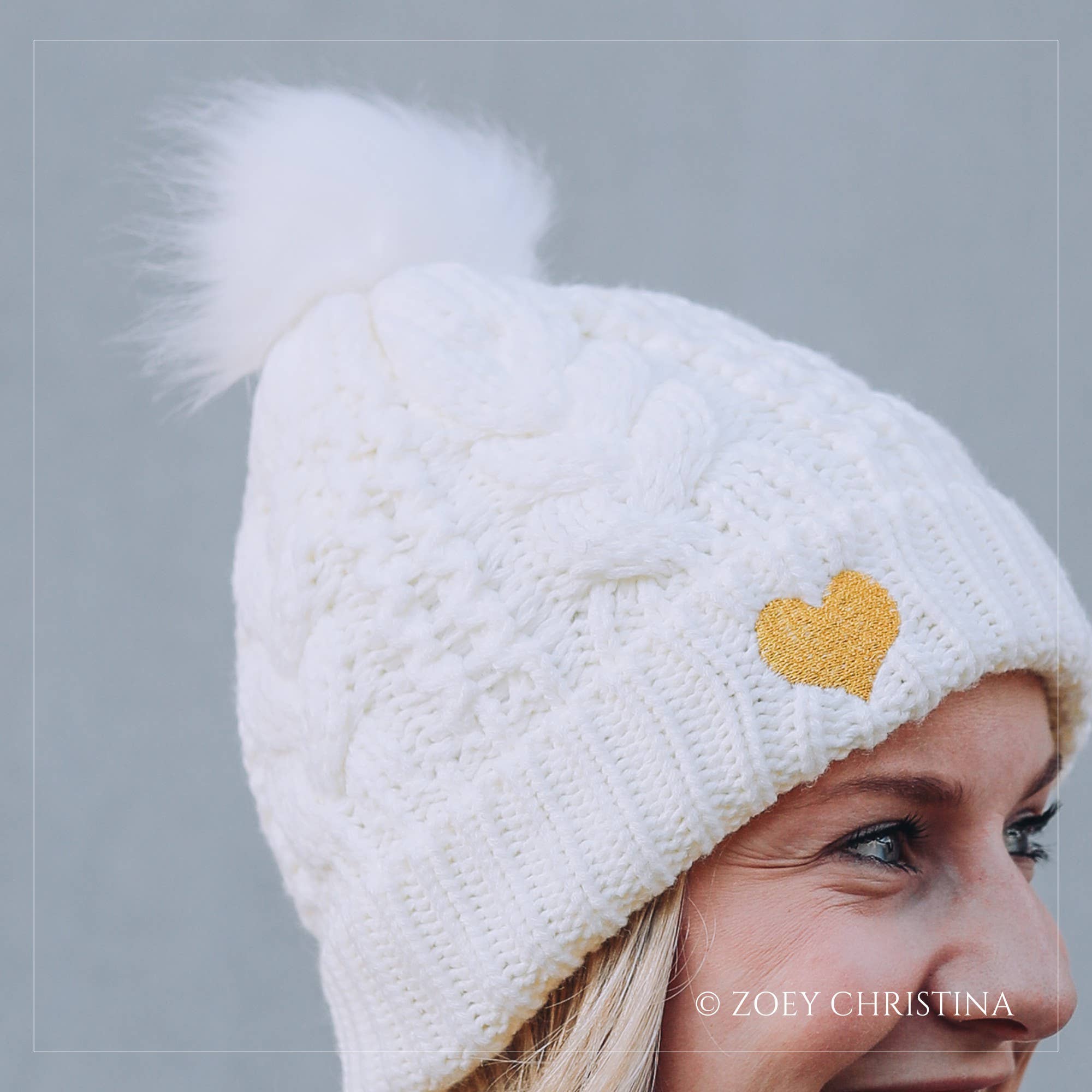 Zoey Christina - Wholesale Beanie - Women's - Heart Embroidered Winter Hat2