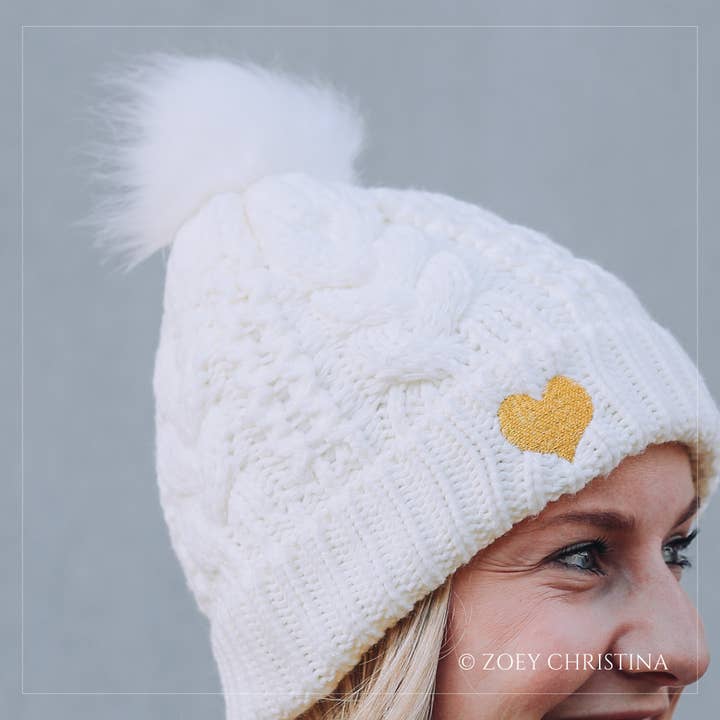 Zoey Christina - Wholesale Beanie - Women's - Heart Embroidered Winter Hat2