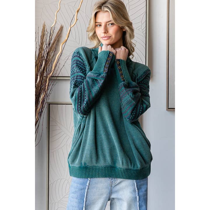 Oli&Hali - Wholesale Knit Sweater - Women's - WASHED THERMAL MOCK NECK LONG SLEEVE TOP16