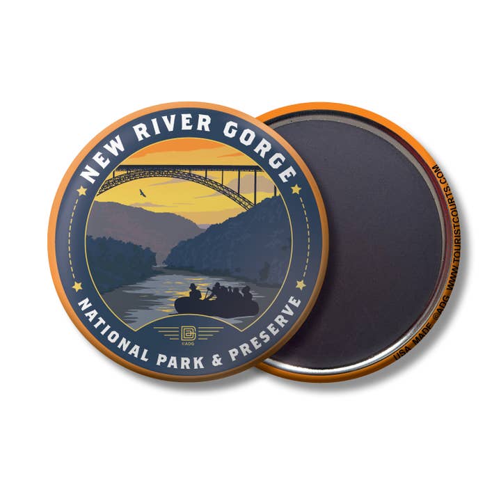 New River Gorge NP & Preserve Circle Magnet for wholesale by Tourist Courts
