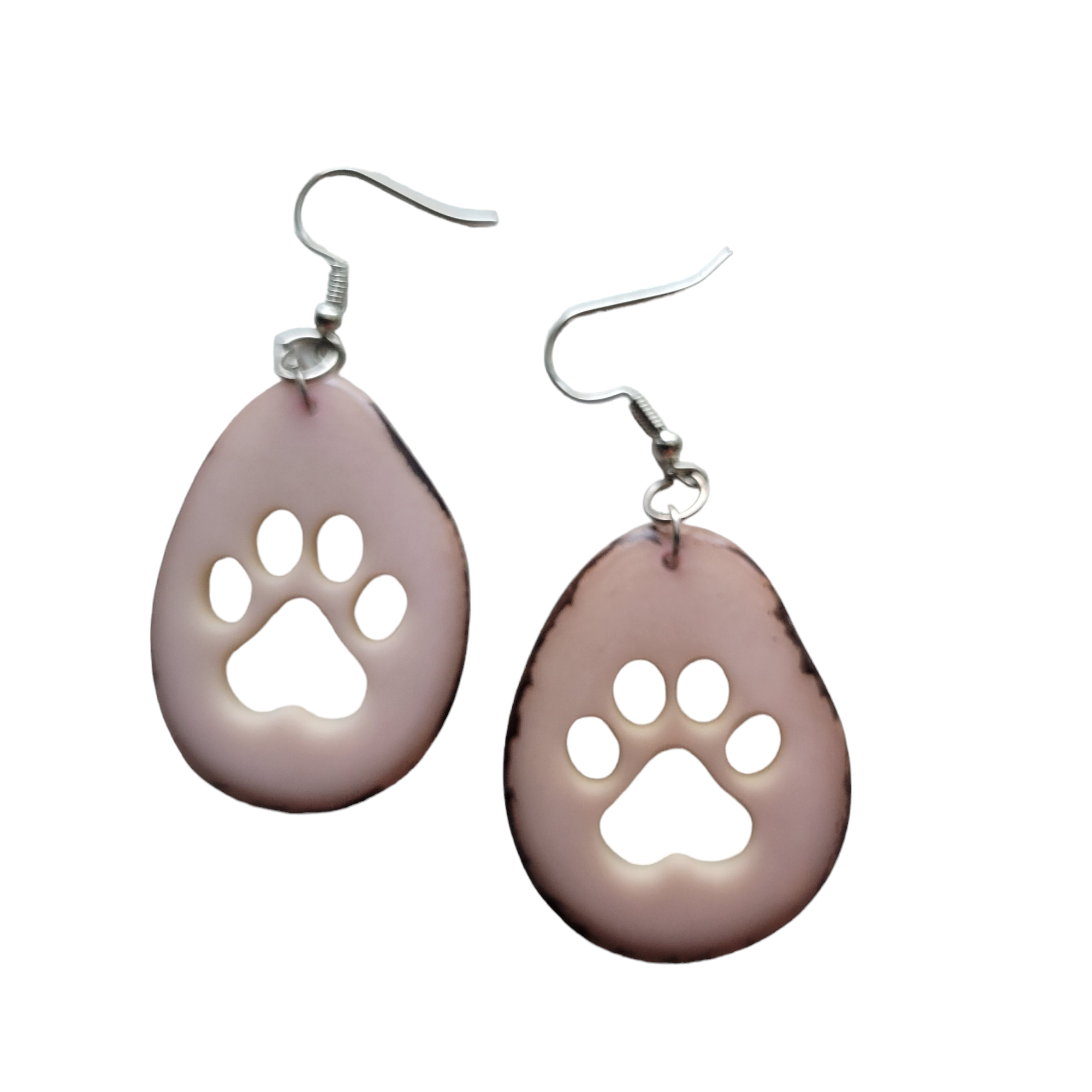 Organic jewelry by Allie - Wholesale Dangle Earrings - Paw print tagua nut earrings gift for pet parents14
