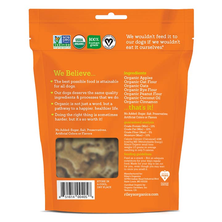 Healthy Breeds - Wholesale Pet Treats - Dog - Riley's Organics Tasty Apple Dog Treats 5 oz