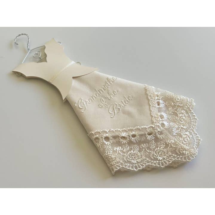 Ivory "Grandmother Of The Bride" Wedding Dress Hanky for wholesale by Simply Charming