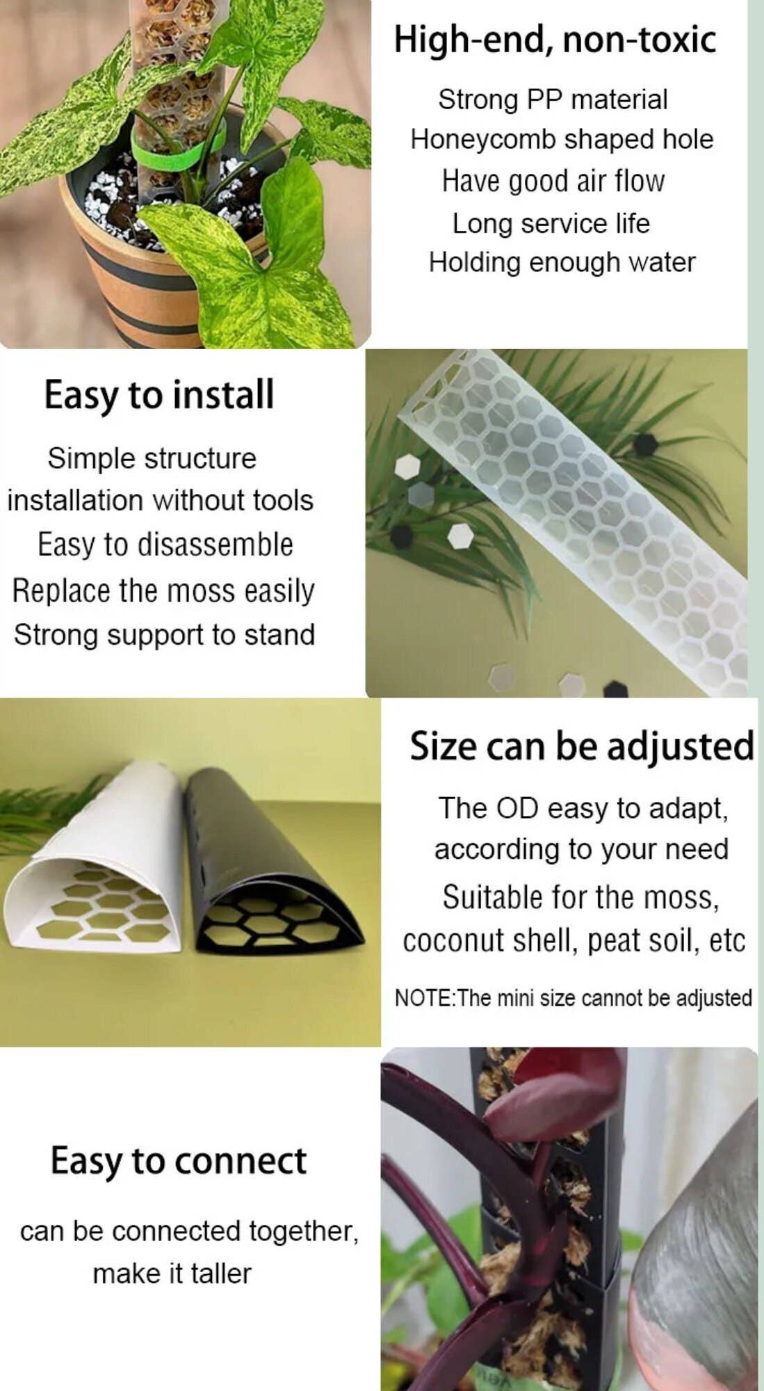 PlantBay - Vendita all'ingrosso Pergole - PlantBay pali per muschio impilabili a D, trasparenti e semitrasparenti3