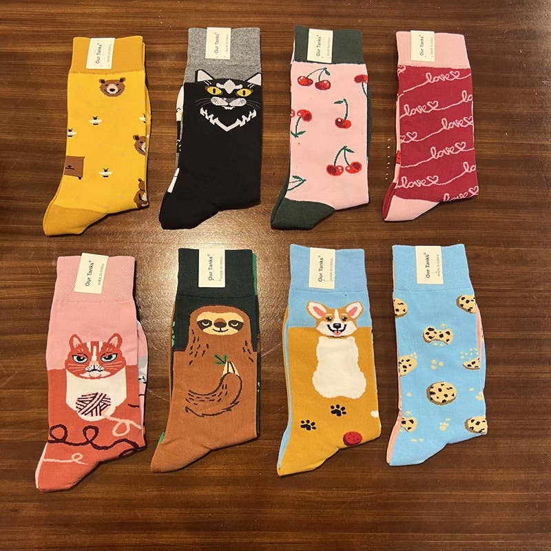 Tourtiwi - Wholesale Socks - Women's - AB Version Cartoon Animal & Fruit Pattern Crew Socks27