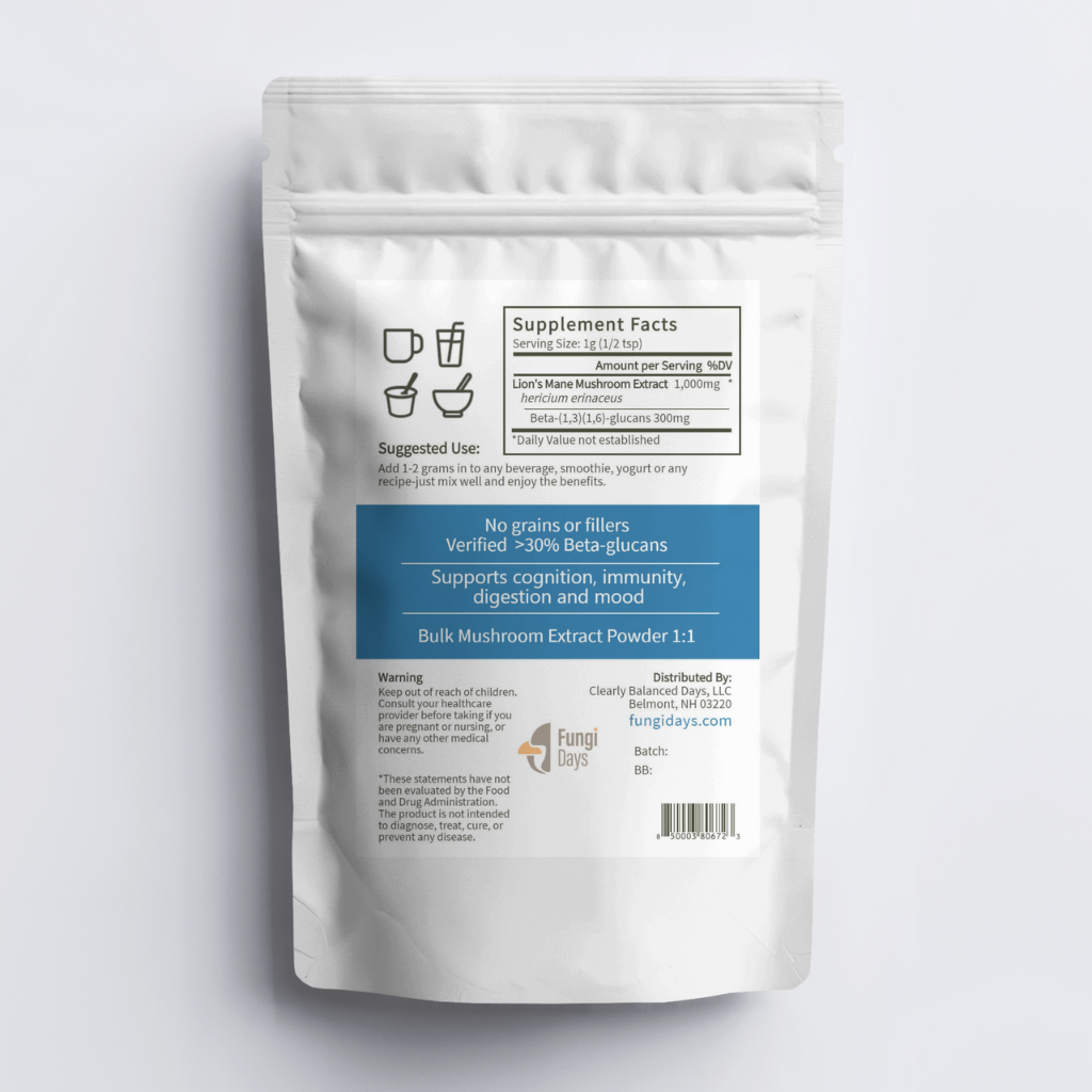 Clearly Balanced Days – Großhandel Protein-/Superfood-Pulver – Löwenmähnen-Pilzextraktpulver1