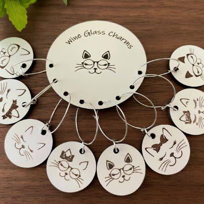 Cat Wine Glass Charms for wholesale by Frank and Alan’s