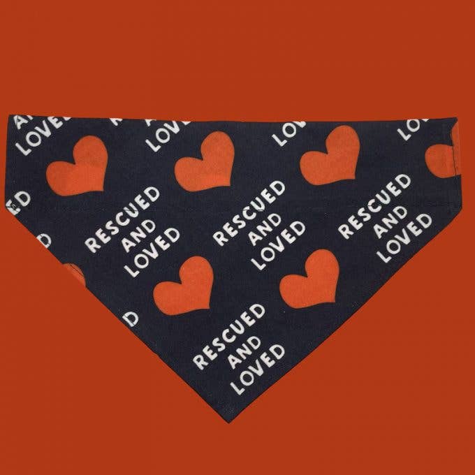 Woofingtons & Company - Wholesale Pet Bandana - Dog - Rescued & Loved In Charcoal - Over The Collar Bandana
