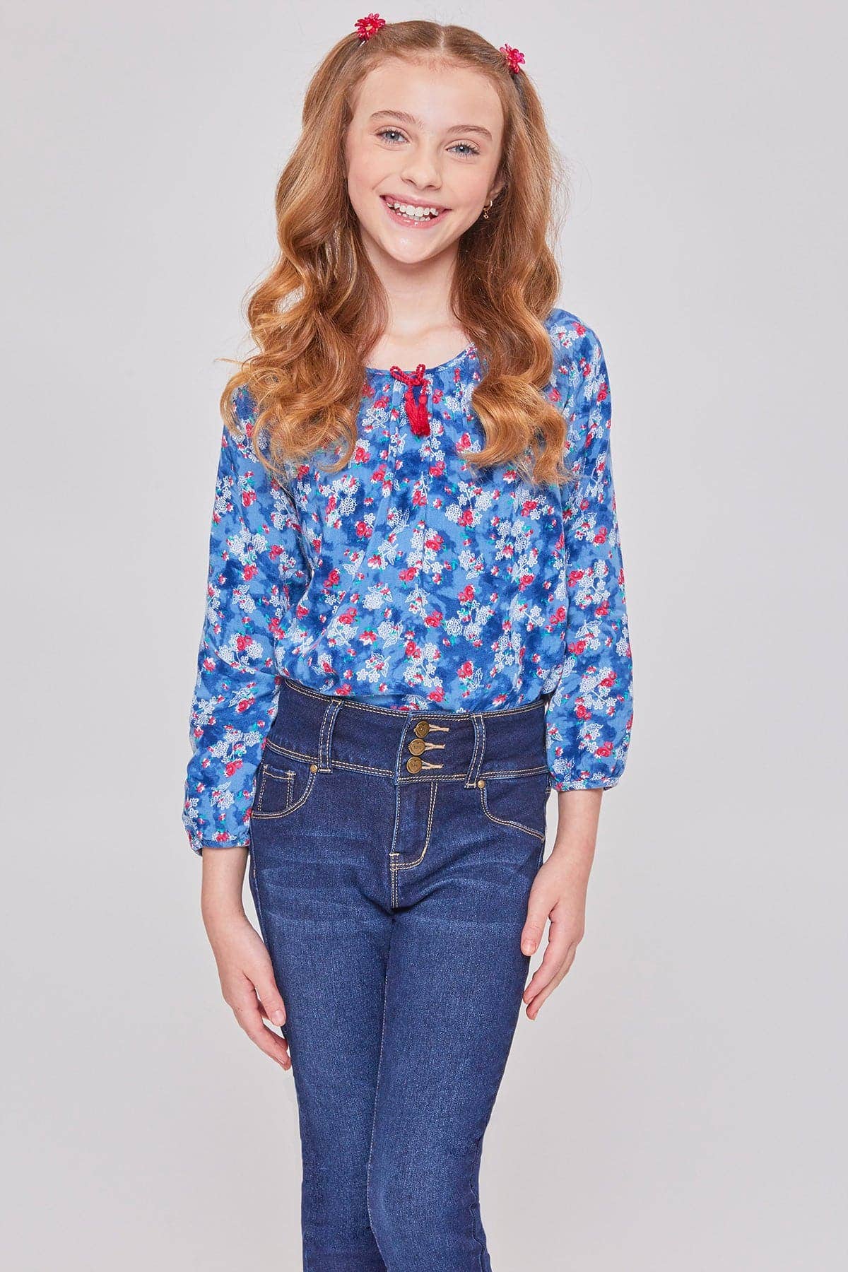 YMI – calças de ganga - Crianças por atacado – Jeans Skinny Essenciais de 3 Botões para Meninas com Bolsos Frontais-GP1772411