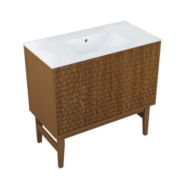 Swiss Madison - Wholesale Cabinet - Bosse Freestanding Bathroom Vanity Brown Oak with Sink Top1