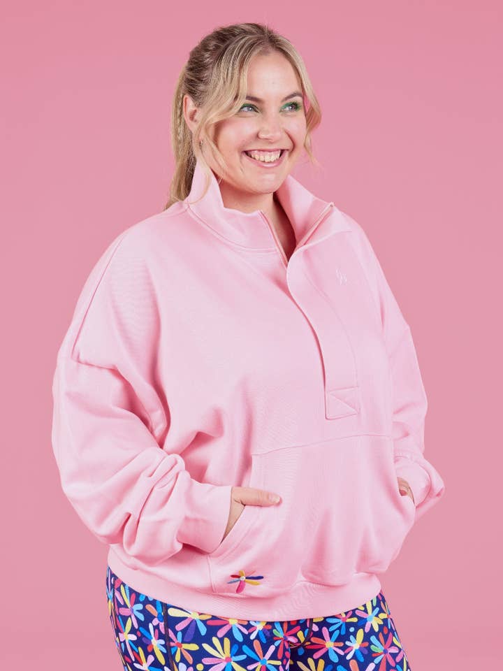 Happy Daisies FlexiZip Sweatshirt - Pink for wholesale by Mama Movement