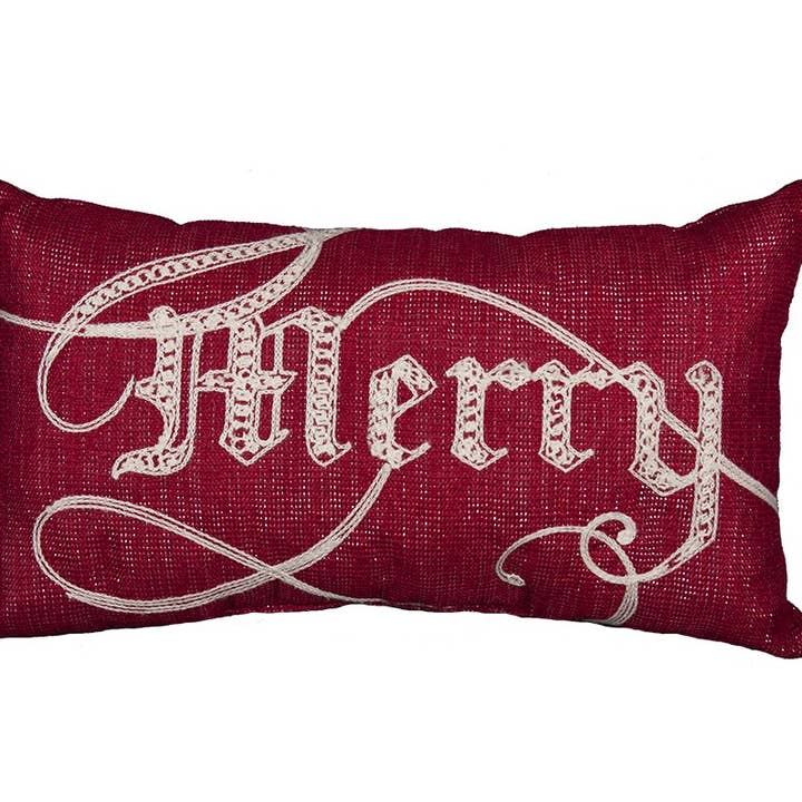 8" x 14" Merry Christmas Pillow for wholesale by Xia Home Fashions & Manor Luxe