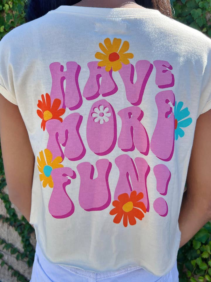 Sweet Soul - Wholesale Screen Printed T-Shirt - Kids - Have more fun retro floral front back tween graphic tee