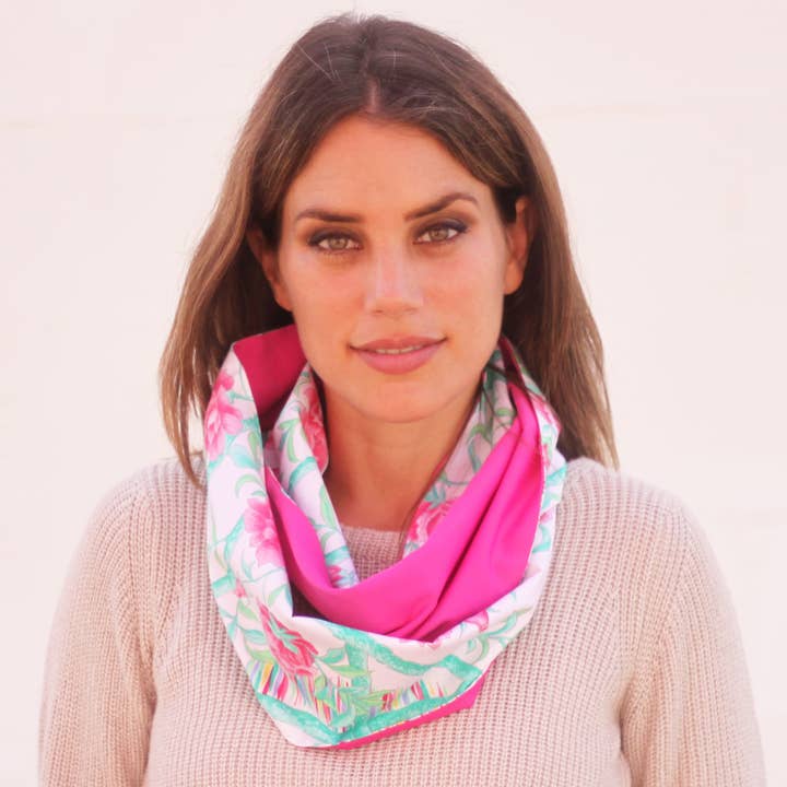 Reversible Circular Scarf · Rose Garden/Fuchsia for wholesale by BRANDELIA