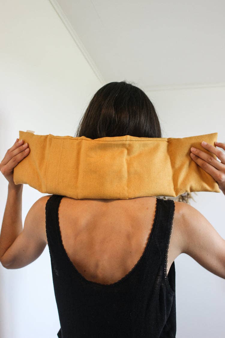 Le Gang des Fougères - Vendita all'ingrosso Impacchi caldi/freddi - Cuscino riscaldante cervicale con semi di lino - Lino giallo senape1