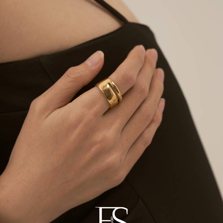 Furano Studio - Wholesale Band/Stacked Ring - 18K Gold Chunky Double Band Ring5