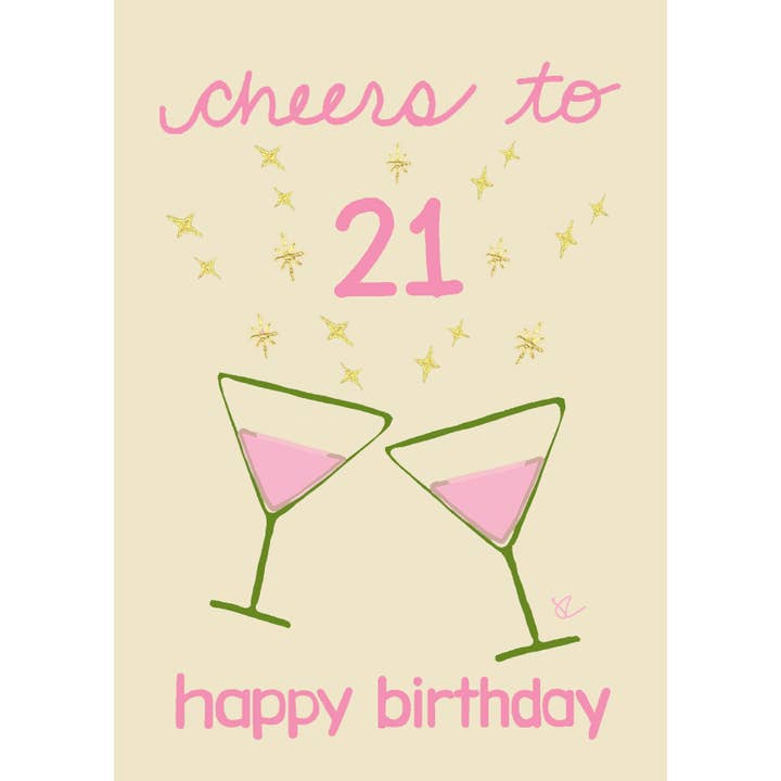 Citrus Daisy - Wholesale Birthday Card - 21 Cheers Birthday