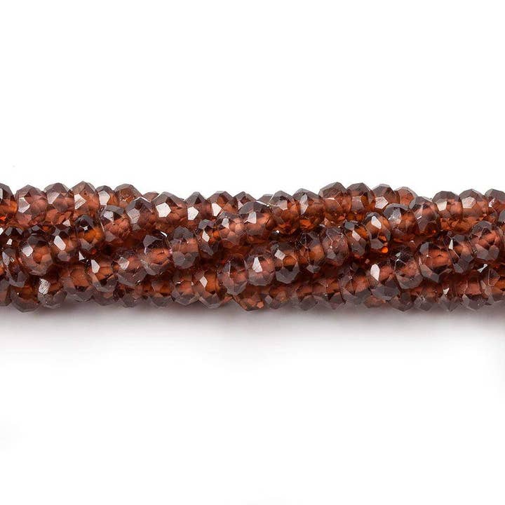3.5-4mm Garnet Hand Faceted Rondelle Beads 13 inch 150 pieces for wholesale by Beads of Cambay