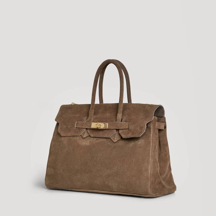 Prestige Milano - Wholesale Tote bag – Women's - Borsa Elizabeth in camoscio taupe e pelle Togo1