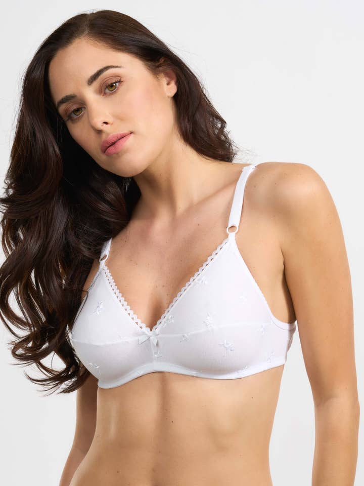 Embroidered stretch cotton bra for wholesale by Spiman