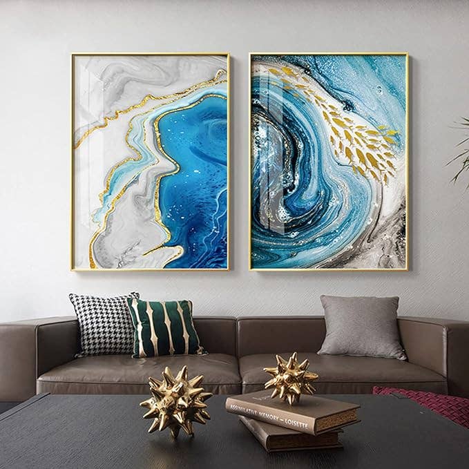BRECK + FOX - Wholesale Gallery Wall Set - Blue Agate Water Canvas
