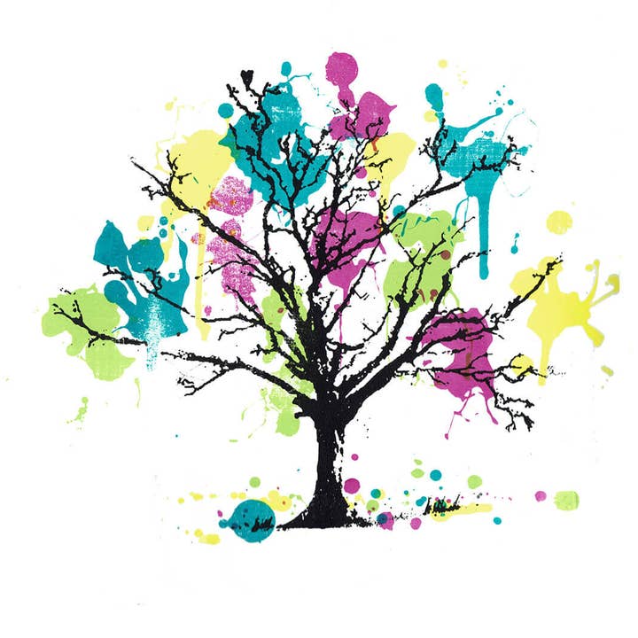 Stampa serigrafica originale fatta a mano «Blooming Colourful» per la vendita all'ingrosso da parte di Katie Edwards Illustration