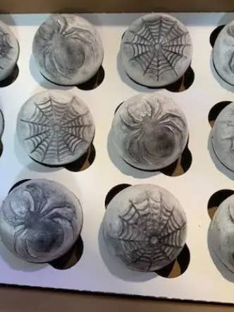 Halloween Spiders and Webs White Chocolate Cocoa Ball for wholesale by Frosted Cupcakery Bakery