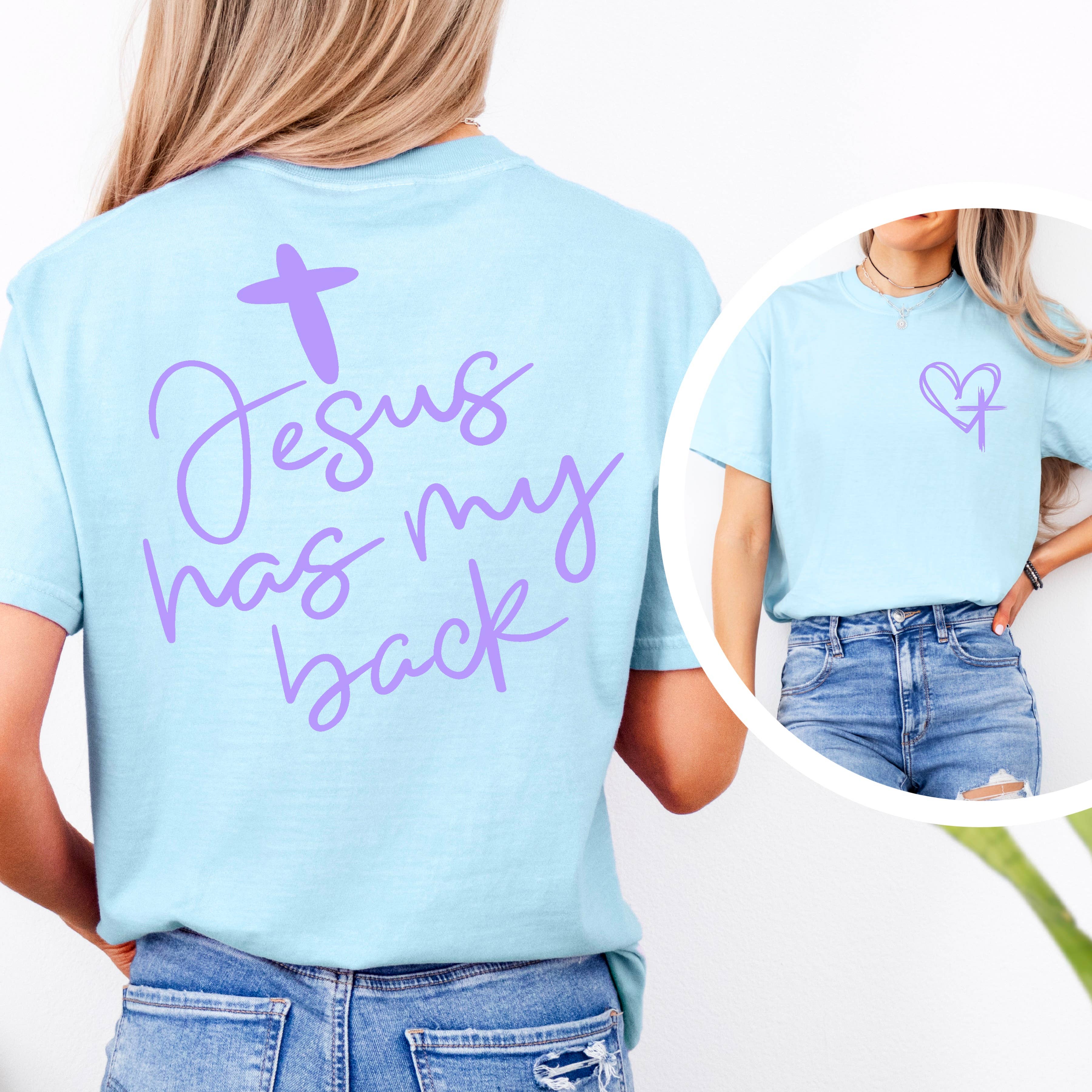 Shoppe SHC – wholesale T-shirt med logga - Dam – Jesus har min rygg grafisk t-shirt | Comfort Colors16