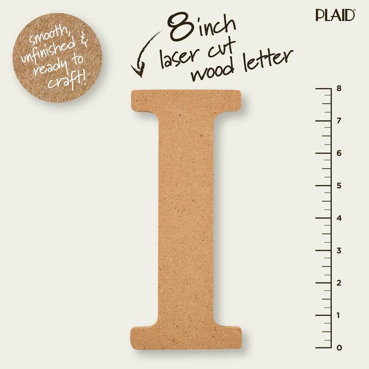 Plaid Crafts - Wholesale Craft Supplies - Plaid ® Wood Surfaces - 8 inch MDF Letter - I1