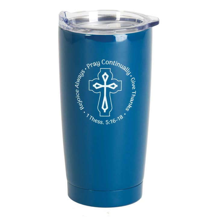 Tumbler Rejoice Always Pray Navy 20 oz for wholesale by Dicksons