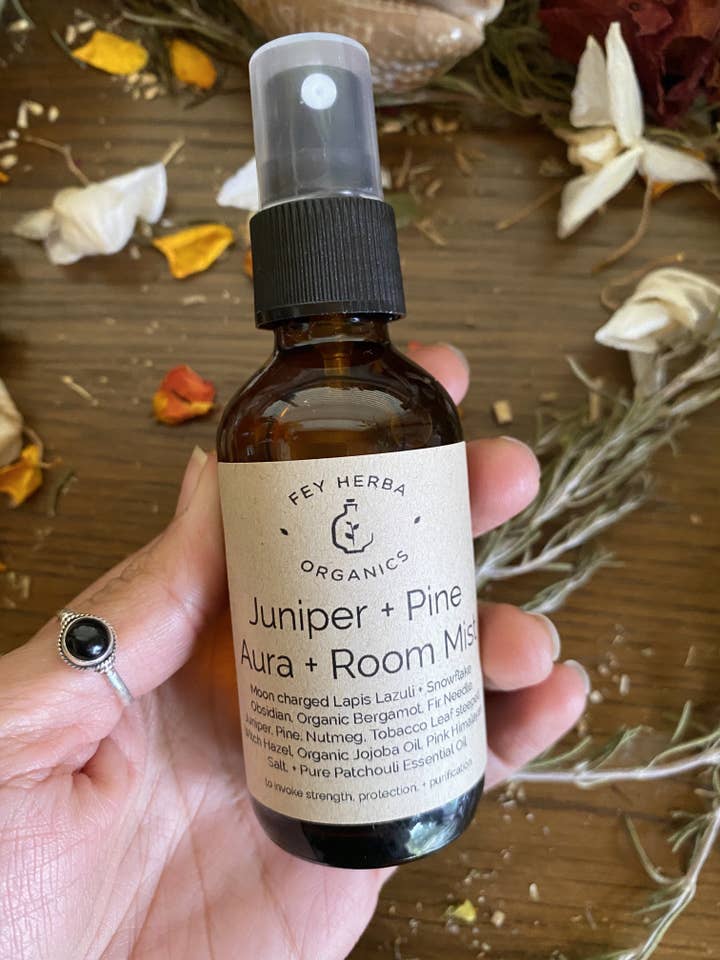 Juniper + Pine Aura Cleanse Mist for wholesale by Fey Herba Organics LLC